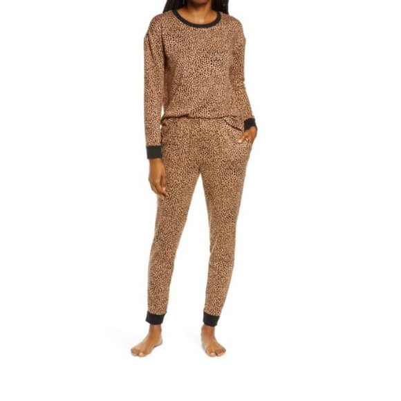 ROOM SERVICE Leopard Pajama Jogger Set - Size S - Picture 1 of 8